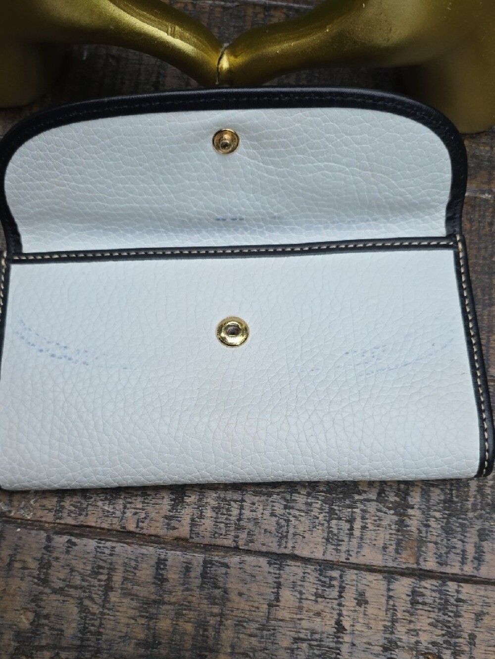 Dooney & Bourke White Pebbled Leather Wallet with Black Trim - Picture 6 of 8